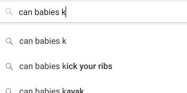 Asking questions of Google: can babies kick your ribs, kayak, can babies know when you are pregnant?