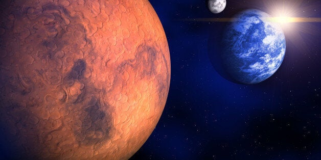 Mars, Earth and the Moon