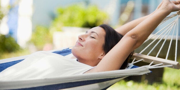 Woman resting in hammock