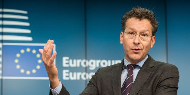 BRUSSELS, BELGIUM - 2015/11/23: President of Eurogroup Dutch finance minister Jeroen Dijsselbloem give a press meeting prior to the Draft Budgetary Plans for 2016. they say We will continue closely monitoring euro area Member States' fiscal and economic policies, as well as the budgetary situation of the euro area as a whole. (Photo by Jonathan Raa/Pacific Press/LightRocket via Getty Images)