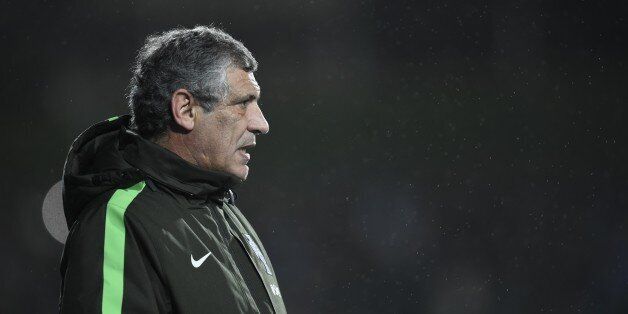 Portugal's coach Fernando Santos reacts during the Euro 2016 friendly football match between Luxembourg and Portugal at the Josy Barthel Stadium, on Novembre 17, 2015 in Luxembourg. AFP PHOTO / JOHN THYS (Photo credit should read JOHN THYS/AFP/Getty Images)