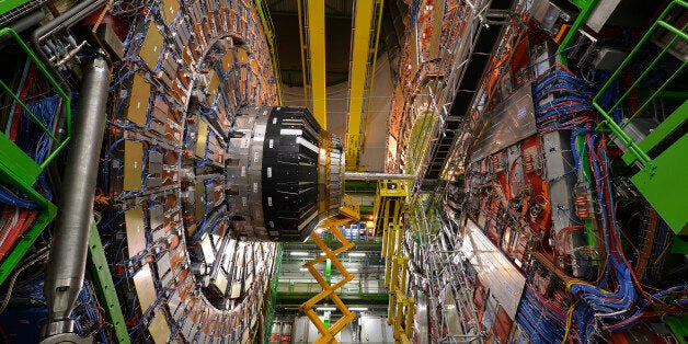 GENEVA, SWITZERLAND - SEPTEMBER 02: The CMS detector, part of the CERN LHC experiment on September 2, 2014 in Geneva, Switzerland. The European Organization for Nuclear Research (CERN), which has 21 member states, has built amongst other experiments the Large Hadron Collider (LHC). The world's largest atom collider has been investigating antimatter, dark matter and the creation of the universe. Built around a 27 kilometre underground ring of superconducting magnets where two high-energy particle beams travel at close to the speed of light in opposite directions before they are made to collide at four particle detectors. (Photo by Harold Cunningham/Getty Images)