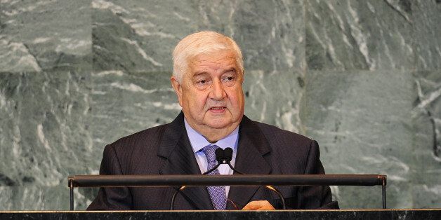 Syria's Foreign Minister Walid Al-Moualem addresses the 66th UN General Assembly at the United Nations headquarters in New York, September 26, 2011. AFP PHOTO/Emmanuel Dunand (Photo credit should read EMMANUEL DUNAND/AFP/GettyImages)