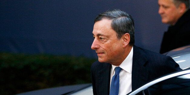 BRUSSELS, BELGIUM - DECEMBER 18: President of the European Central Bank, Mario Draghi arrives for The European Council Meeting In Brussels held at the Justus Lipsius Building on December 18, 2015 in Brussels, Belgium. European leaders are meeting to discuss David Camerons proposed EU reforms, as well as focussing on the migrant crisis, the fight against terrorism and climate change. (Photo by Dean Mouhtaropoulos/Getty Images)