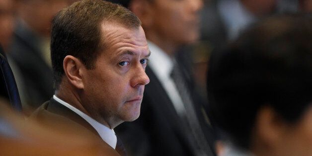 Russiaâs Prime Minister Dmitry Medvedev, sitting next to President Barack Obama, attends the East Asia Summit meeting in Kuala Lumpur, Malaysia, Sunday, Nov. 22, 2015. Obama is in Malaysia where he joins leaders from Southeast Asia to discuss trade and economic issues, and terrorism and disputes over the South China Sea. (AP Photo/Susan Walsh)