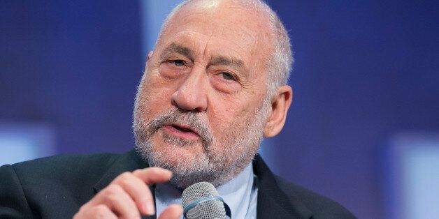 Columbia University Professor Joseph Stiglitz speaks at the Clinton Global Initiative, Monday, Sept. 28, 2015 in New York. (AP Photo/Mark Lennihan)