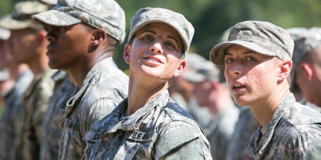 FORT BENNING, GA - AUGUST 21: Capt. Kristen Griest (left) and 1st Lt. Shaye Haver look on during the graduation ceremony of the United States Army's Ranger School on August 21, 2015 at Fort Benning, Georgia . Griest and Haver are the first women ever to successfully complete the U.S. Army's Ranger School. (Photo by Jessica McGowan/Getty Images)