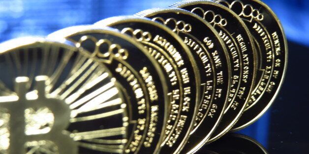 Bitcoin coins photo.Physical bitcoin statistic coin Antana.
