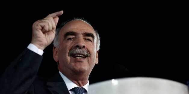 Evangelos Meimarakis, leader of the New Democracy Party of Greece, speaks during a pre-election rally in Athens, Greece, on Thursday, Sept. 17, 2015. Alexis Tsipras stepped down on Aug. 20 after eight months in power, announcing new parliamentary elections following the political turmoil resulting from his government's signing of a third bailout agreement with Greece's creditors in August. Photographer: Kostas Tsironis/Bloomberg via Getty Images