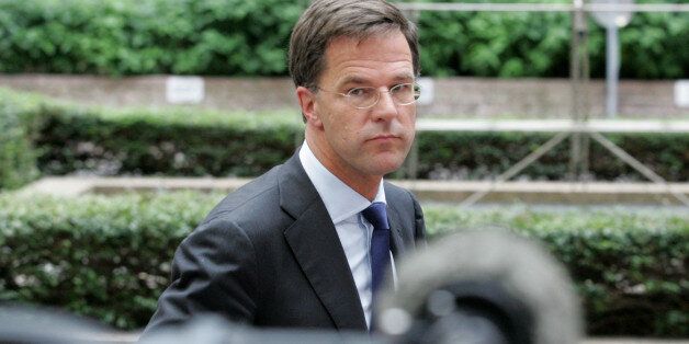 Dutch Prime Minister Mark Rutte arrives for an emergency summit of eurozone heads of state or government at the EU Council building in Brussels on Tuesday, July 7, 2015. Greek Prime Minister Alexis Tsipras was heading Tuesday to Brussels for an emergency meeting of eurozone leaders, where he will try to use a resounding referendum victory to eke out concessions from European creditors over a bailout for the crisis-ridden country. (AP Photo/Francois Walschaerts)