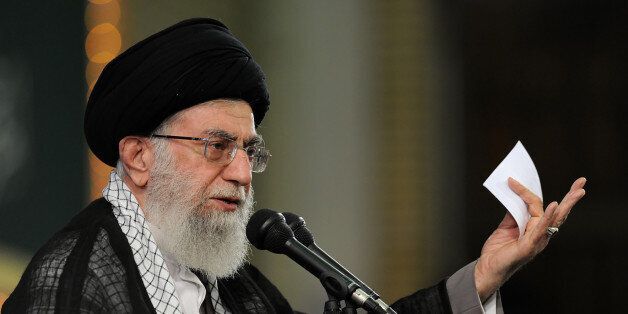 In this picture released by the official website of the office of the Iranian supreme leader, Supreme Leader Ayatollah Ali Khamenei delivers a speech during a meeting in Tehran, Monday, Aug. 17, 2015. Khamenei is saying the fate of a historic nuclear deal with world powers is still unclear as lawmakers in both the Islamic Republic and the U.S. review it. (Office of the Iranian Supreme Leader via AP)