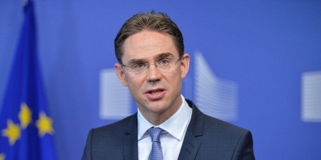 BRUSSELS, BELGIUM - JULY 22: European Commission Vice-President Jyrki Katainen holds a joint news conference after signing an agreement on the European Fund for Strategic Investments (EFSI) at the European Commission headquarters in Brussels, Belgium, on 22 July 2015. (Photo by Dursun Aydemir/Anadolu Agency/Getty Images)
