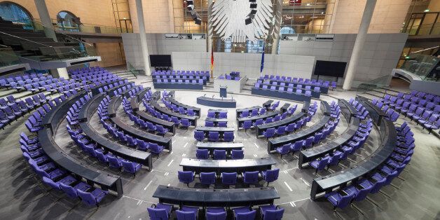 This is the room where the German Bundestag, or Parliament meets. Reichstag building. Berlin, Germany