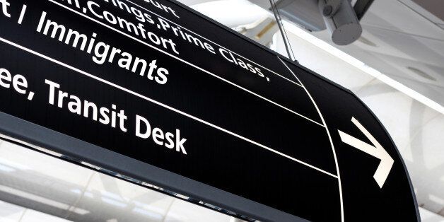 Immigration sign at airport, horizontal
