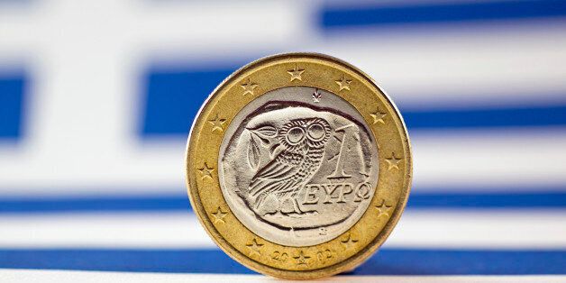 Greek 1 Euro coin, Flag of Greece