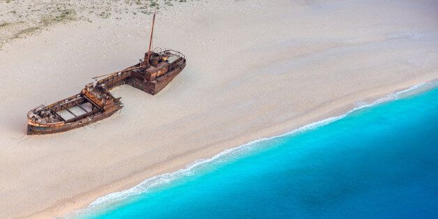 Navagio beach, or Shipwreck Beach, at Zakynthos island, Greece. Top 10 beaches in Europe, World's Top 100 beaches.