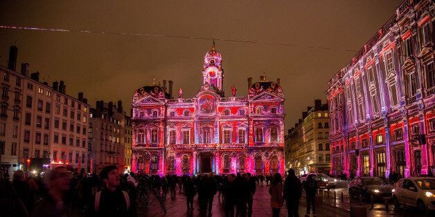 LYON, FRANCE - DECEMBER 04: For four nights over 70 light installations will create a magical atmosphere in the streets, squares and parks all over the city and millions of visitors both French and from abroad will enjoy the friendly and joyful spirit of this unique event on December 4, 2014 in Lyon, France. (Photo by Bruno Vigneron/Getty Images)