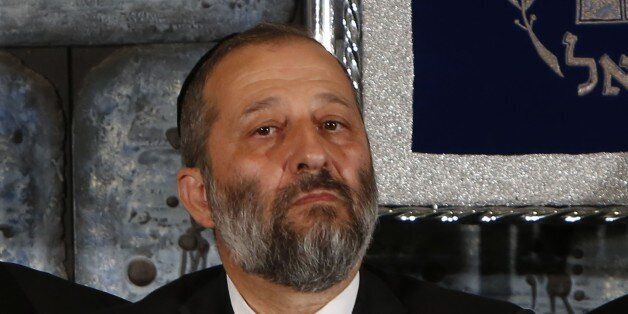 (FILES) A file picture taken on May 19, 2015, shows Israeli Minister of Economy Aryeh Deri looking on during the traditional photograph in honor of the swearing in of the 34th government of Israel at the Presidential compound in Jerusalem. Deri resigned on November 1, opening the way for the government to greenlight a multibillion dollar gas deal with US energy giant Noble Energy, a statement from the Prime Minister's office said. AFP PHOTO/GALI TIBBON (Photo credit should read GALI TIBBON/AFP/Getty Images)
