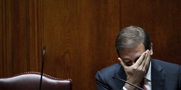 Portuguese Prime Minister Pedro Passos Coelho gestures during a debate at the Portuguese Parliament in Lisbon on November 10, 2015. Portugal's left-wing opposition alliance looks set to topple the country's centre-right minority government today in a crucial parliamentary vote barely 10 days after it was sworn in. AFP PHOTO / PATRICIA DE MELO MOREIRA (Photo credit should read PATRICIA DE MELO MOREIRA/AFP/Getty Images)