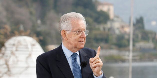 Mario Monti gestures at the Villa d'Este during economic workshop in Cernobbio, Como Lake, Italy, Saturday, March 14, 2015. (AP Photo/Luca Bruno)