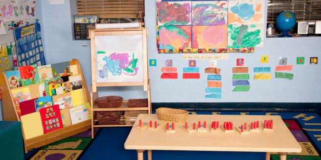 Pre-School classroom with puzzles and artwork