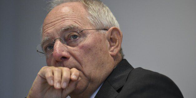German Finance Minister Wolfgan Schaeuble attends a press conference at an Economic and Financial Affairs Council meeting (ECOFIN) on October 6, 2015 in Luxembourg. AFP PHOTO/ JOHN THYS (Photo credit should read JOHN THYS/AFP/Getty Images)