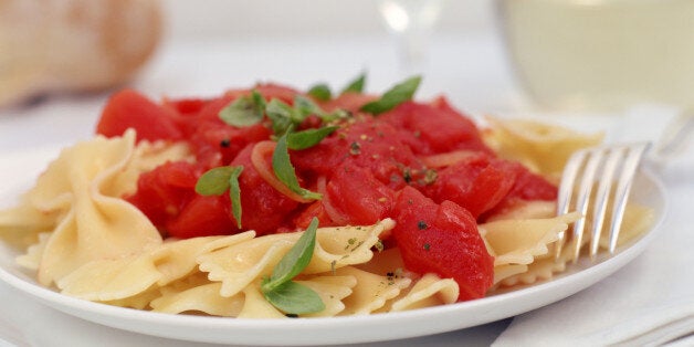 Pasta with basil and marinara