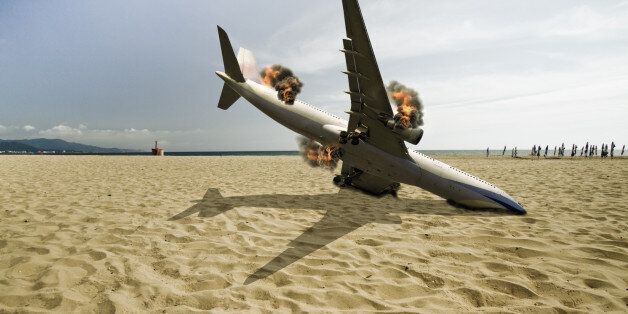 passenger airplane crashed down on beach