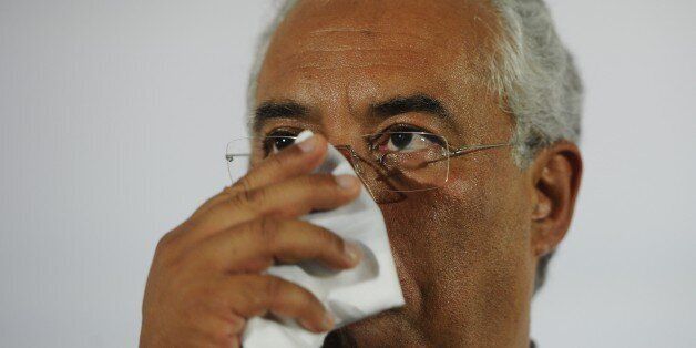Socialist Party's leader Antonio Costa gestures as he addresses his supporters after loosing the general elections at the Altis Hotel in Lisbon, on October 4, 2015. AFP PHOTO/ MIGUEL RIOPA (Photo credit should read MIGUEL RIOPA/AFP/Getty Images)