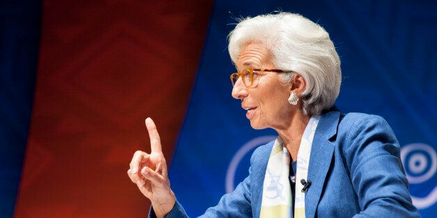 Christine Lagarde, managing director of the International Monetary Fund (IMF), speaks at a panel discussion...