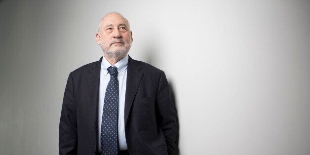 Joseph Stiglitz, Nobel prize-winning economist and professor of economics at Columbia University, poses for a photograph following a Bloomberg Television interview in London, U.K., on Tuesday, May 19, 2015. Stiglitz said, Greece's giving up the euro would be 'really serious' for Europe. Photographer: Simon Dawson/Bloomberg via Getty Images