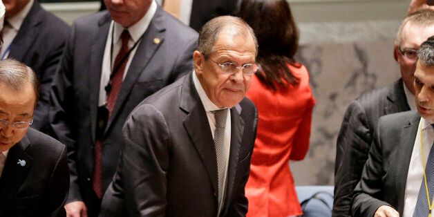 Russia's Foreign Minister Sergey Lavrov arrives to a Security Council meeting at United Nations headquarters, Wednesday, Sept. 30, 2015. (AP Photo/Seth Wenig)