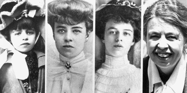 Mrs. Eleanor Roosevelt is shown at various stages of her life. From left: as a child, date not known; in 1903 at the age of 19; at the time of her marriage in 1905; and at a White House fete in 1936 as First Lady. (AP Photo)