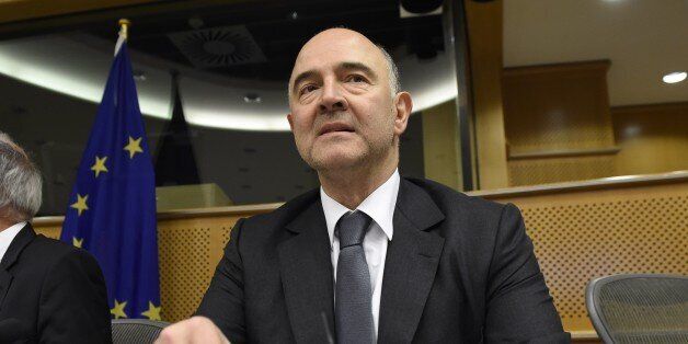 EU Commissioner of Economic and Financial Affairs, Taxation and Customs Pierre Moscovici talks during an interview before the Special Committee on Tax Rulings and Other Measures Similar in Nature or Effect at EU headquarters in Brussels on March 30, 2015 . AFP PHOTO JOHN THYS (Photo credit should read JOHN THYS/AFP/Getty Images)
