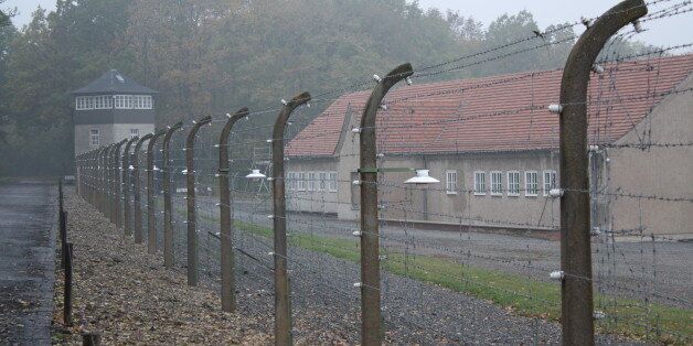 Part of the barbed wire surrounding the former Buchenwald camp.