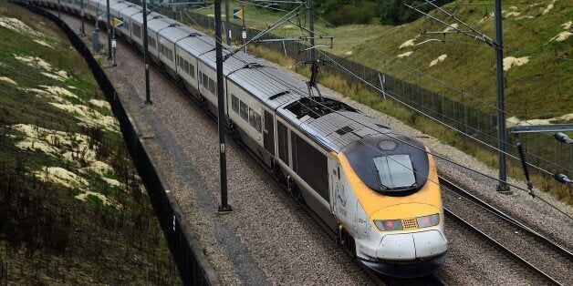 A Eurostar train travels through the countryside near Maidstone in Kent, south east England, on August 25, 2015. AFP PHOTO / BEN STANSALL (Photo credit should read BEN STANSALL/AFP/Getty Images)