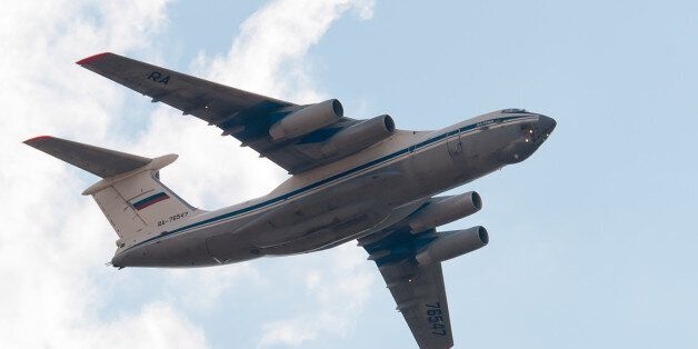 The Ilyushin Il-76 (NATO reporting name: Candid) is a multi-purpose four-engined strategic airlifter designed by the Ilyushin design bureau. It was first planned as a commercial freighter in 1967. Intended as a replacement for the Antonov An-12, the Il-76 was designed for delivering heavy machinery to remote, poorly-serviced areas of the USSR. Military versions of the Il-76 have seen widespread use in Europe, Asia and Africa, including use as an airborne refueling tanker or as a command center. // Wikipedia