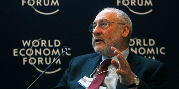Professor of the Columbia University Joseph E. Stiglitz gestures as he speaks during a session at the World Economic Forum in Davos, Switzerland, Wednesday, Jan. 25 ,2012. The overarching theme of the meeting, which will take place from Jan. 25 to 29, is