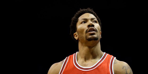 Chicago Bulls' Derrick Rose looks away during Game 4 of an NBA basketball first-round playoff series against the Milwaukee Bucks Saturday, April 25, 2015, in Milwaukee.