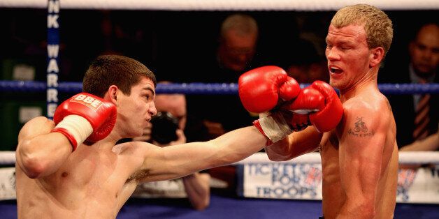 LONDON, ENGLAND - FEBRUARY 19: Billy Morgan (L) in action during the Super Featherweight bout with Robin Deakin at York Hall on February 19, 2011 in London, England. (Photo by Scott Heavey/Getty Images)