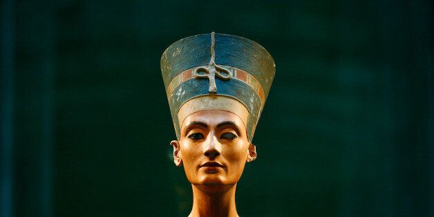 BERLIN, GERMANY - SEPTEMBER 10: The bust of Egyptian beauty Queen Nefertiti is on display at Neues Museum on September 10, 2014 in Berlin, Germany. The bust is a 3400-year-old painted limestone bust of Nefertiti, the Great Royal wife of the Egyptian Pharaoh Akhenaton and is one of the most copied works of ancient Egypt. (Photo by Andreas Rentz/Getty Images)