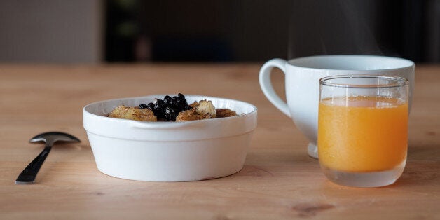 Steel cut oats with fried bananas, blueberries, agave and cinnamon. With some Korean sweet tea and tropical juice to drink. A complete breakfast, and I'm still hungry at 2 hours later.