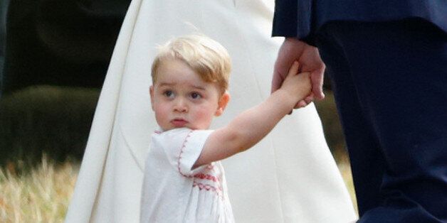 KING'S LYNN, UNITED KINGDOM - JULY 05: (EMBARGOED FOR PUBLICATION IN UK NEWSPAPERS UNTIL 48 HOURS AFTER CREATE DATE AND TIME) Prince George of Cambridge attends the christening of Princess Charlotte of Cambridge at the church of St Mary Magdalene on the Sandringham Estate on July 5, 2015 in King's Lynn, England. (Photo by Max Mumby/Indigo/Getty Images)