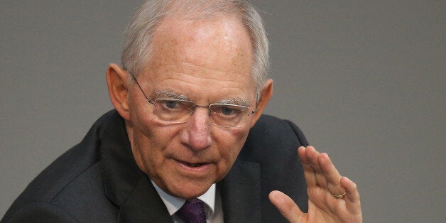 BERLIN, GERMANY - JULY 17: German Finance Minister Wolfgang Schaeuble speaks during debates prior to a vote over the third EU financial aid package to Greece at an extraordinary session of the German parliament, the Bundestag, on July 17, 2015 in Berlin, Germany. The Bundestag is among several European parliaments that must vote on whether to allow negotations over the aid package that will help Greece to avert state bankruptcy and shore up the Greek banking system. (Photo by Sean Gallup/Getty Images)