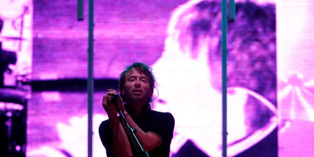 Thom Yorke and Radiohead perform during the All Points West music festival at Liberty State Park Saturday, Aug. 9, 2008 in Jersey City, N.J. (AP Photo/Jason DeCrow)