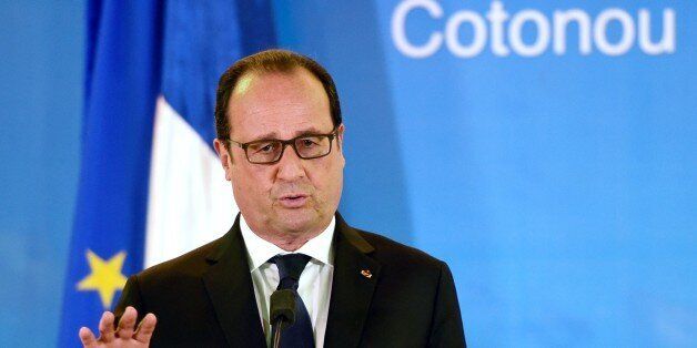 French president Francois Hollande holds a joint press conference with his Beninese counterpart at the presidential palace in Cotonou on July 2, 2015. Hollande on July 2 hailed Benin as a 'reference' in democracy, as he kicked off a whistlestop African tour that will also take him to Angola and Cameroon. AFP PHOTO / ALAIN JOCARD (Photo credit should read ALAIN JOCARD/AFP/Getty Images)