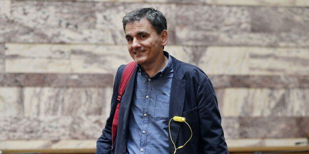 Greek minister of International Economic Relations Euclidis Tsakalotos arrives at the Greek Parliament in Athens on June 16, 2015. Greek Prime Minister Alexis Tsipras accused international creditors of trying to 'humiliate' the country and called on Europe to reconsider its support of harsh IMF reform proposals. AFP PHOTO / LOUISA GOULIAMAKI (Photo credit should read LOUISA GOULIAMAKI/AFP/Getty Images)