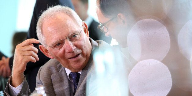 BERLIN, GERMANY - JULY 15: Finance Minister Wolfgang Schaeuble (CDU) arrives for the weekly German federal Cabinet meeting on July 15, 2015 in Berlin, Germany. High on the meeting's agenda was discussion of policies concerning real estate market credit. (Photo by Adam Berry/Getty Images)