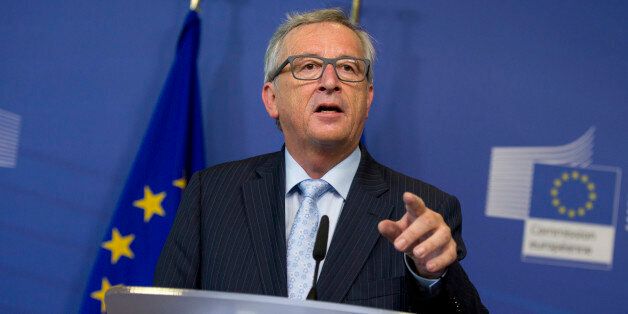 European Commission President Jean-Claude Juncker speaks during a media conference at EU headquarters in Brussels on Wednesday, July 1, 2015. The eurozone's finance ministers are set to weigh a last-minute Greek proposal for a new aid program, submitted Tuesday afternoon, in a conference call which will take place later on Wednesday. (AP Photo/Virginia Mayo)