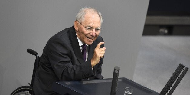 German Finance Minister Wolfgang Schaeuble gives a speech during a special session at the Bundestag (lower house of parliament) in Berlin on July 17, 2015. German lawmakers rally to vote on a new Greece bail-out deal, two days after the parliament in Athens grudgingly agreed to harsh reforms. AFP PHOTO / TOBIAS SCHWARZ (Photo credit should read TOBIAS SCHWARZ/AFP/Getty Images)